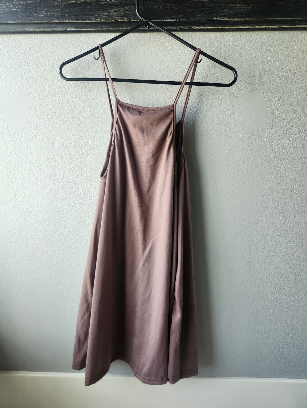 Brown Sleeveless Dress With Built In Shorts